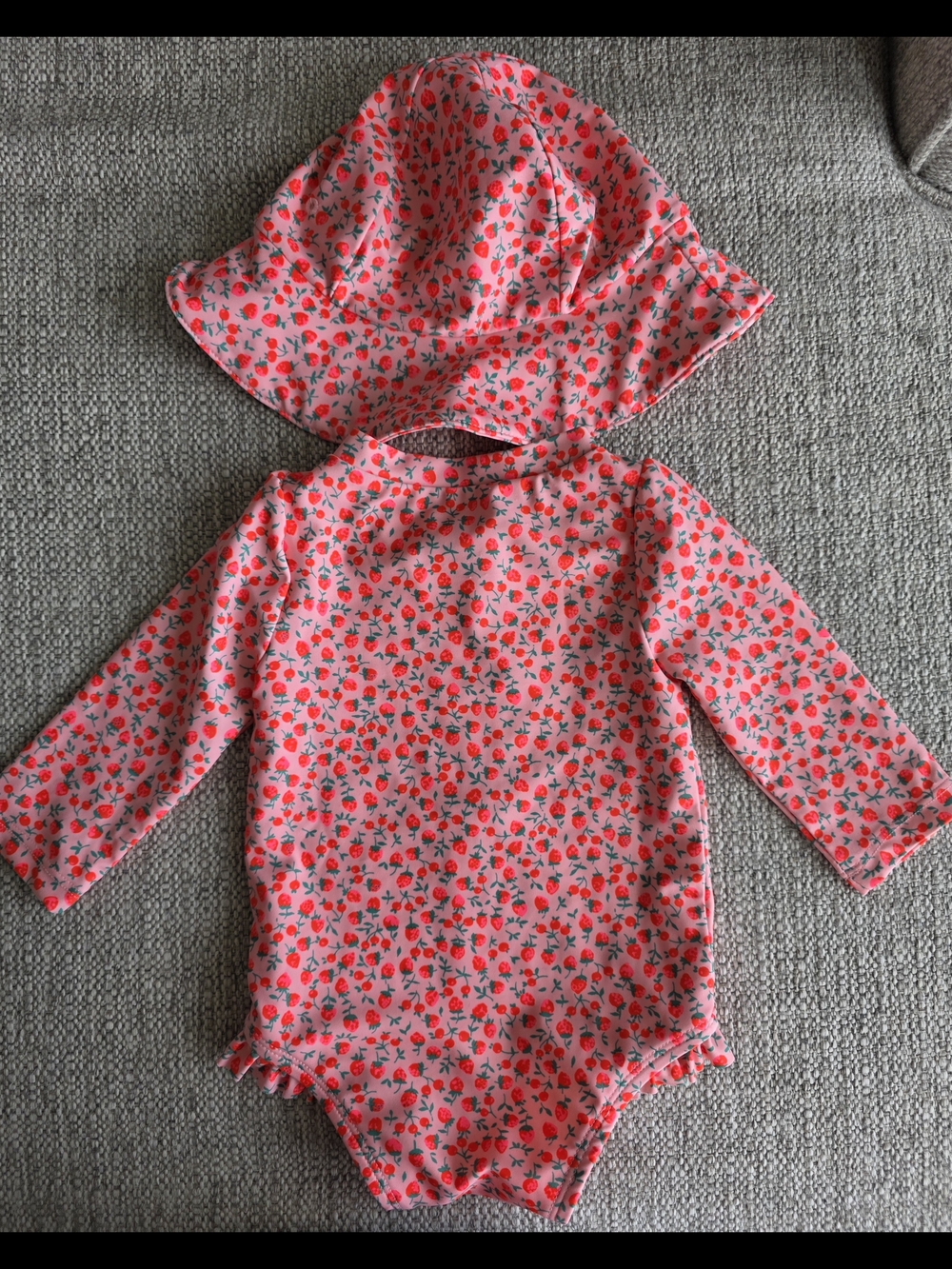 GAP Pink Floral Long-Sleeve Baby Swimsuit with Hat